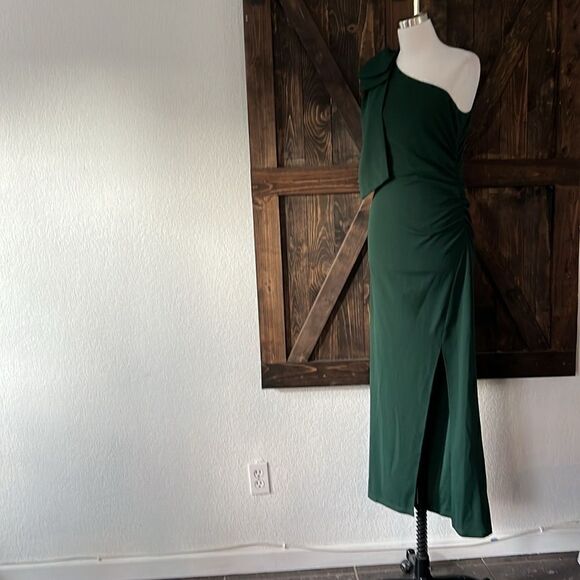 NWT PRETTYGARDEN Navy One Shoulder Long Formal Sleeveless Ruched Cocktail Dress - Picture 5 of 13